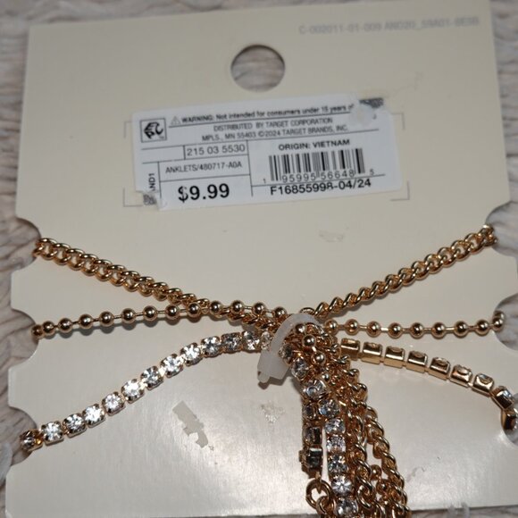 9" Ball Wide Chain Anklet Set 3 piece set - A New Day™ Metallic Gold, NWT - Picture 4 of 4